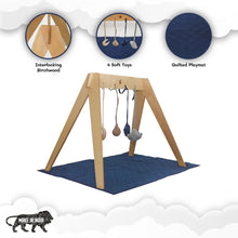 Load image into Gallery viewer, Navy Wooden Baby Playgym With Playmat

