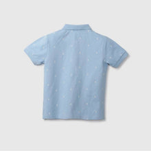 Load image into Gallery viewer, Blue Printed Half Sleeves Polo T-Shirts
