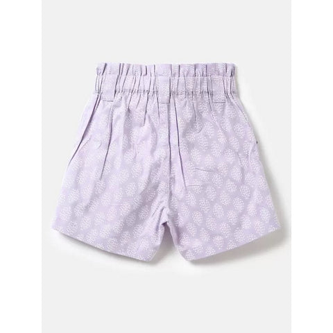 Lavender High Rise Paper Bag Cotton Shorts
