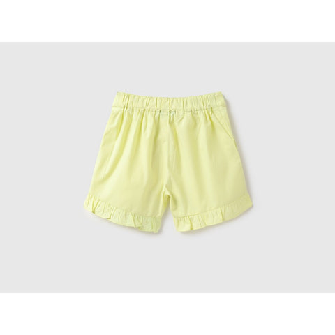 Pastel Lime Front Bow With Ruflle Hem Cotton Shorts