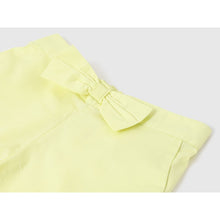 Load image into Gallery viewer, Pastel Lime Front Bow With Ruflle Hem Cotton Shorts
