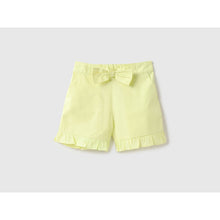 Load image into Gallery viewer, Pastel Lime Front Bow With Ruflle Hem Cotton Shorts
