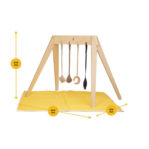 Yellow Wooden Baby Playgym With Playmat And Mini Tent