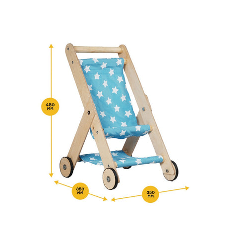 Blue Doll Nursery Furniture Set - Stroller, Cradle & High Chair