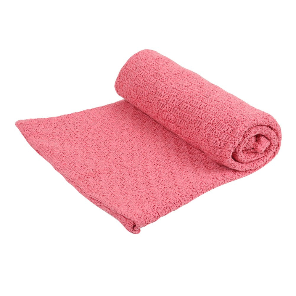 Peach Cable Knit Blanket