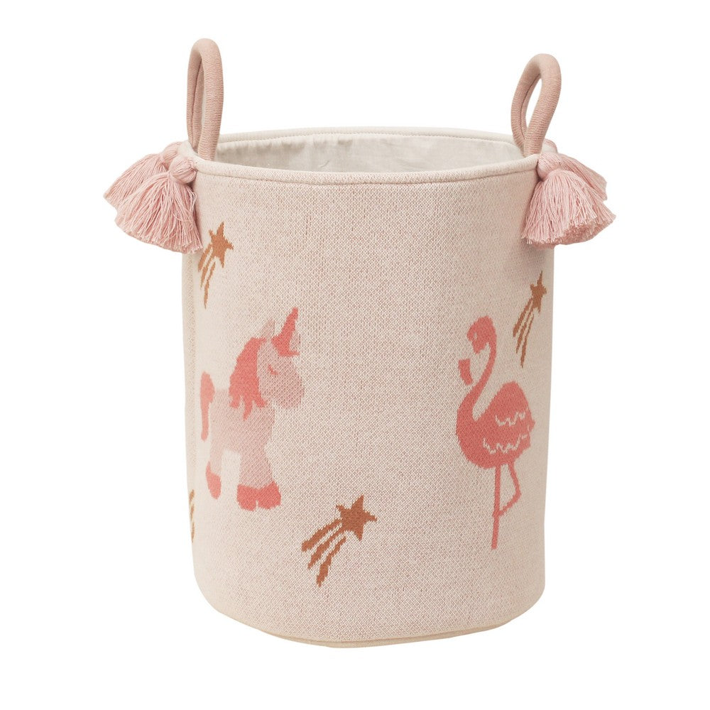 Dinosaur & Unicorn With Flamingo Cotton Baskets- Green & Pink