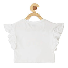 Load image into Gallery viewer, White Graphic Printed Ruffled Cotton Top
