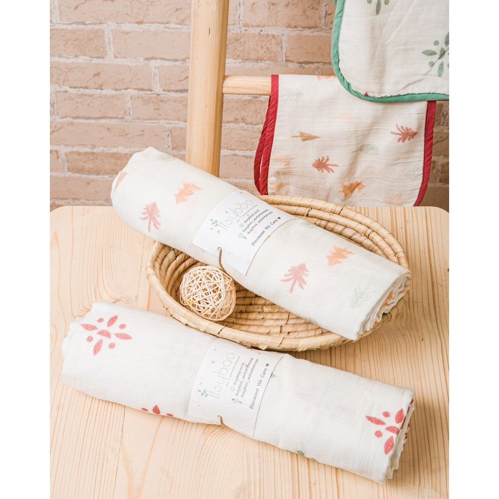 Pine And Indian Print Muslin Swaddle