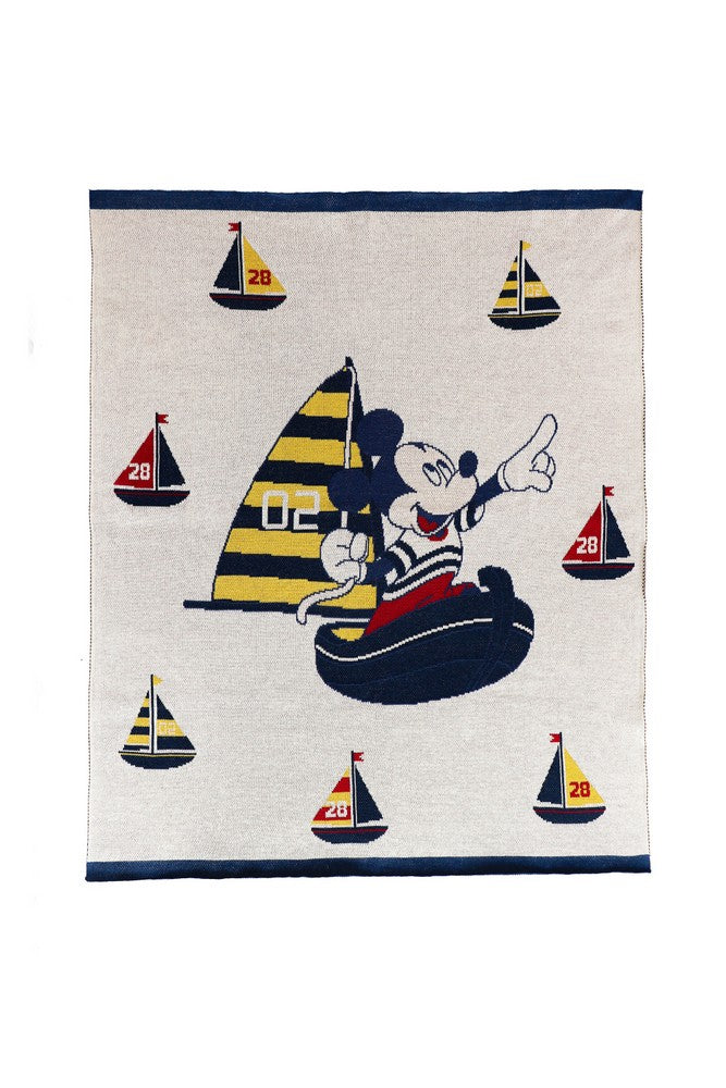 Mickey On Sail Boat Cotton Knitted All Seasons AC Blanket