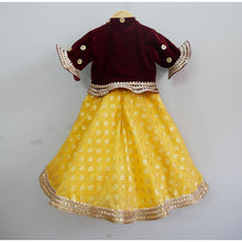 Load image into Gallery viewer, Yellow Anarkali With Maroon Velvet Jacket
