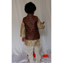 Load image into Gallery viewer, Off White Printed Kurta With Printed Vest And White Churidar
