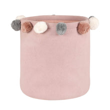 Load image into Gallery viewer, Doggy Buddy Cameo Pink Cotton Knitted Storage Basket with Pompoms
