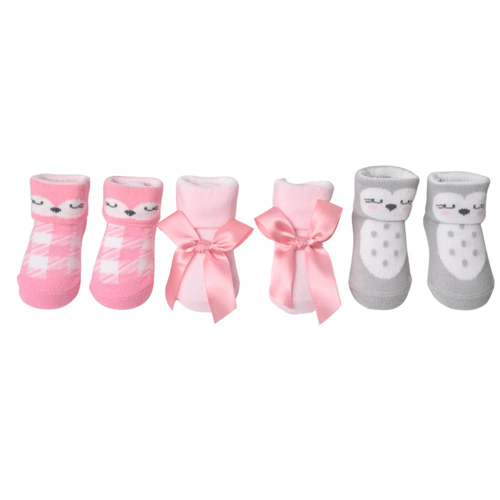Pink Polka Dot Socks Booties - Pack Of 3