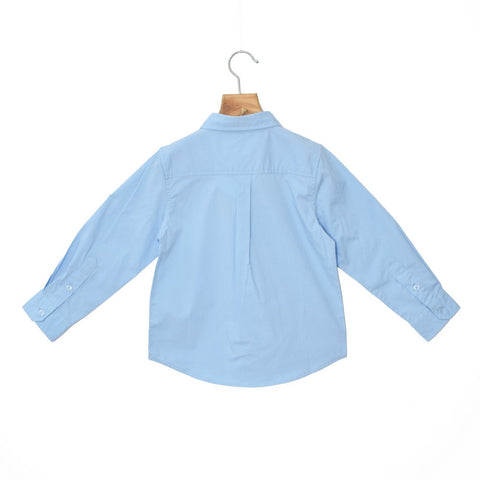 Light Blue Spread Collar Solid Casual Shirt