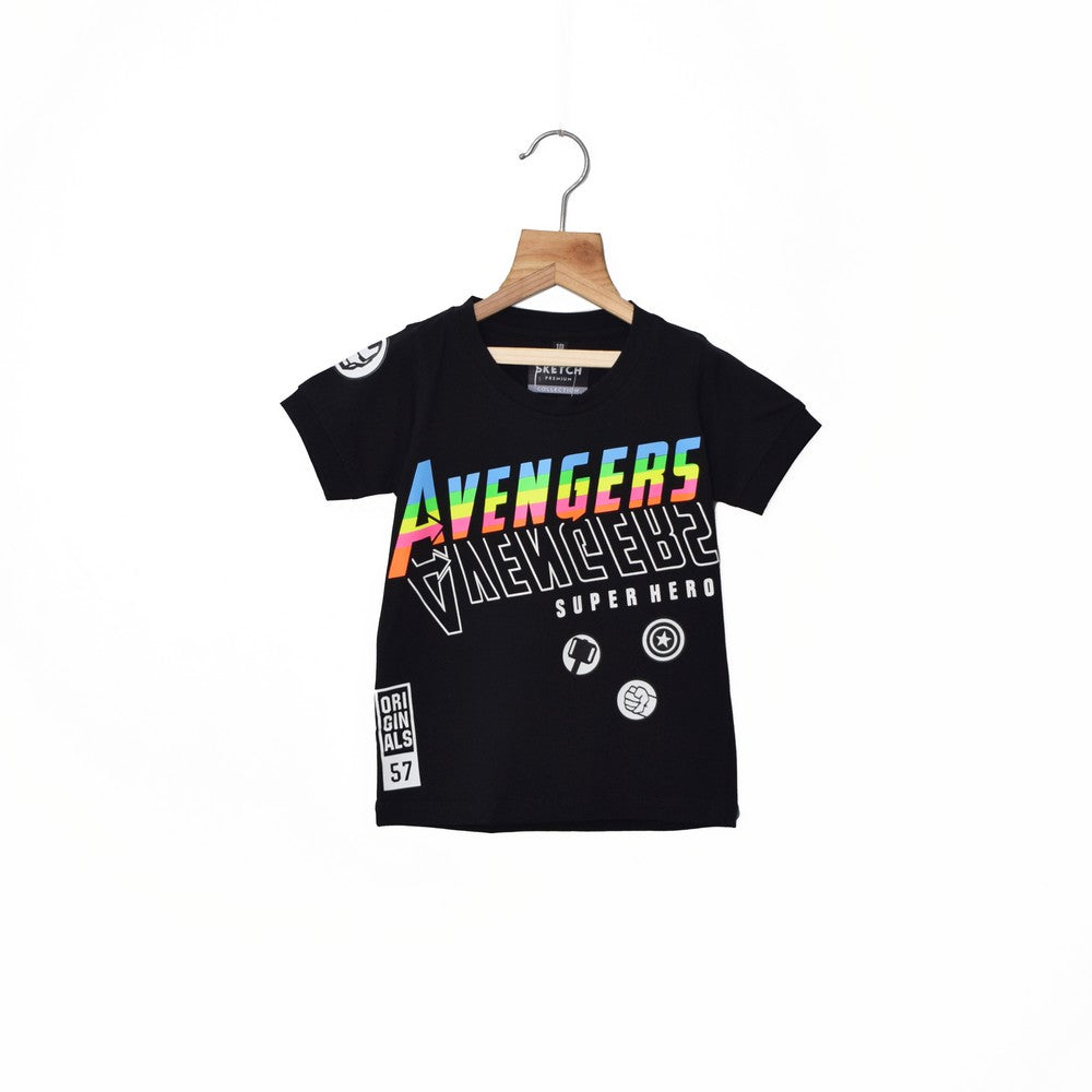 Avengers Super Hero Text Half Sleeves T-Shirt