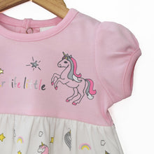 Load image into Gallery viewer, Pink &amp; White Unicorn Short Sleeves Frock
