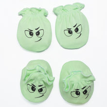 Load image into Gallery viewer, Green Smirking Face Booties &amp; Mittens Set For Premature Baby
