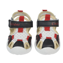 Load image into Gallery viewer, White &amp; Beige Closed Toe Sandals With Velcro Straps
