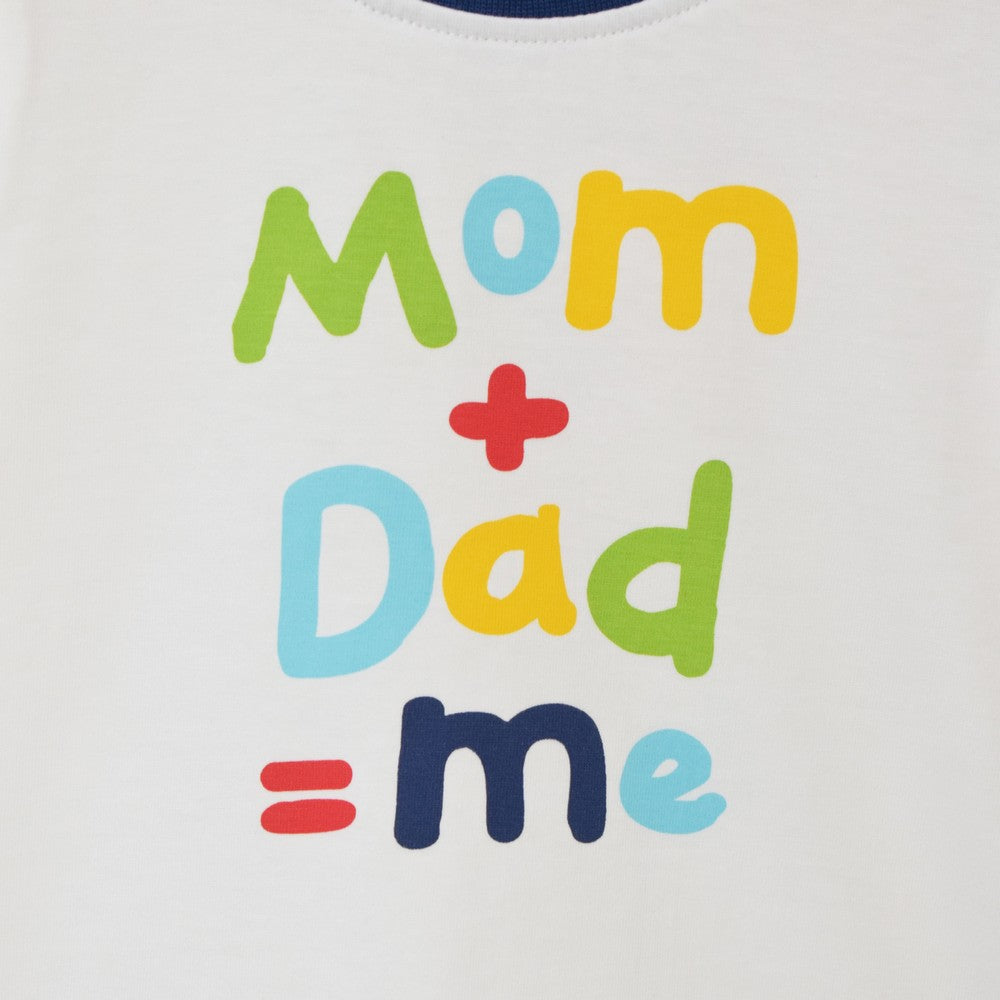 White Mom Plus Dad Equals To Me Printed Full Sleeves T-Shirt