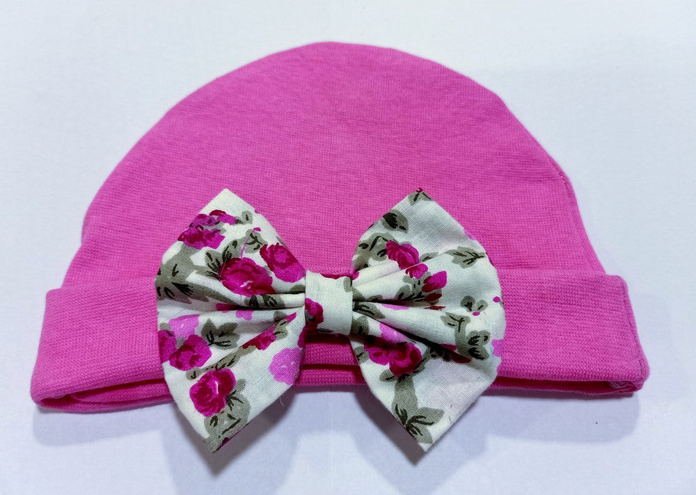 Pink Printed Bow Cap