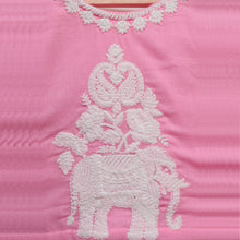 Load image into Gallery viewer, Pastel Yellow And Pink Chikankari Elephant Choli With Ghagra And White Chiffon Dupatta
