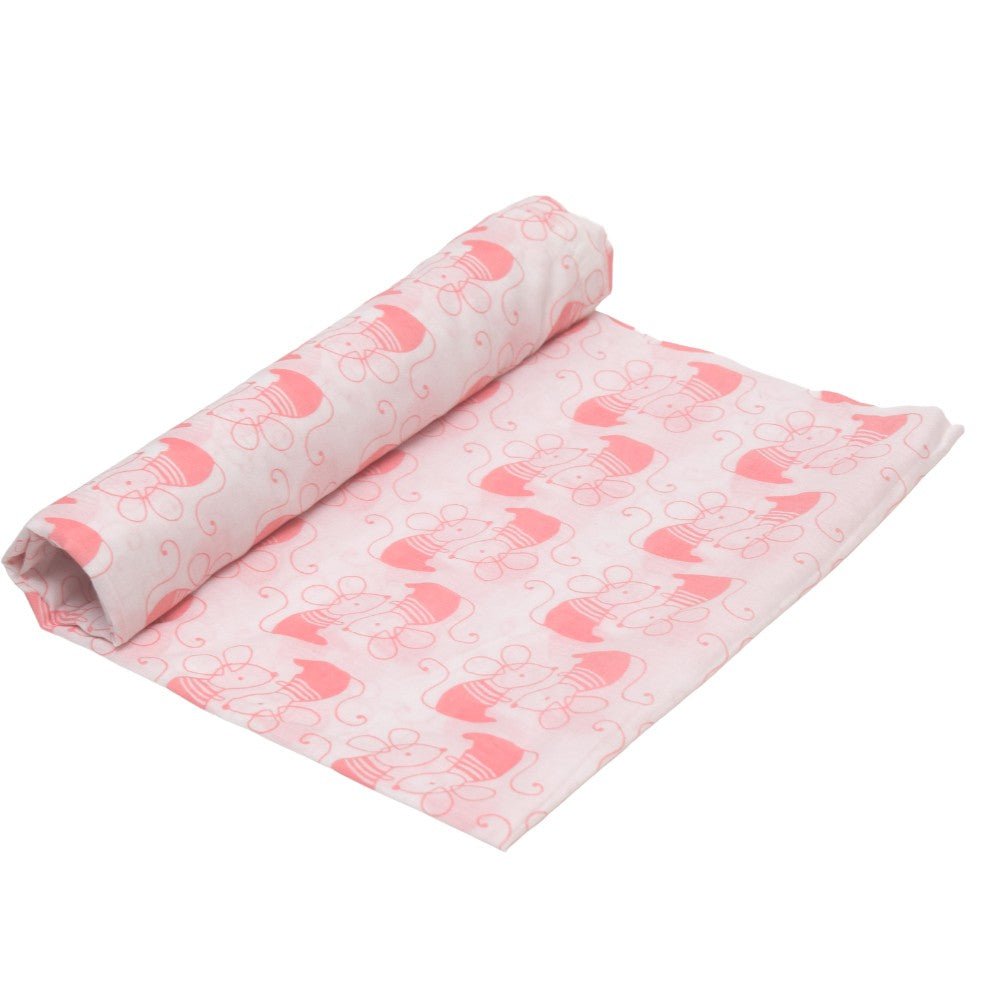 Pink Mouse Cotton Swaddles