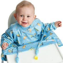 Load image into Gallery viewer, Turquoise Speedy Dinos Short-sleeve Coverall Weaning Bib

