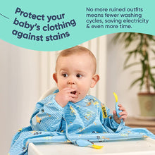 Load image into Gallery viewer, Turquoise Speedy Dinos Short-sleeve Coverall Weaning Bib
