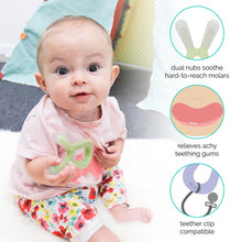 Load image into Gallery viewer, Bunny Dual Nub Teether Pack 0f 2 -Sea Green/Ash
