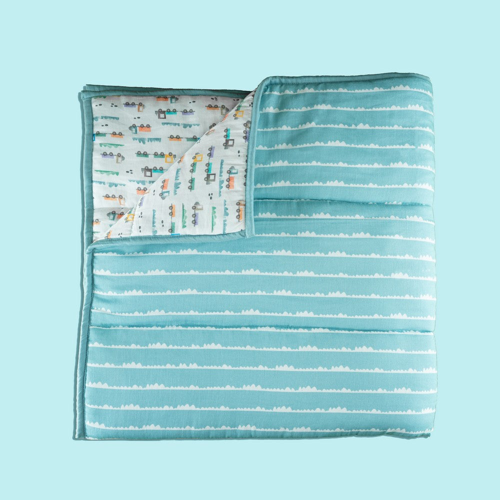 Blue Traffic Jam Organic Quilt