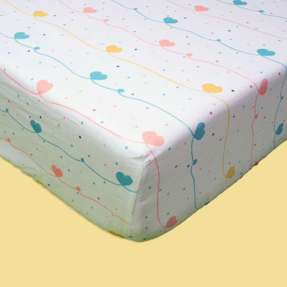 Yellow Hearts Organic Fitted Cot Sheet
