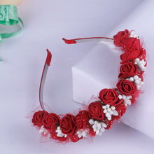 Load image into Gallery viewer, Maroon Flower Tiara Style

