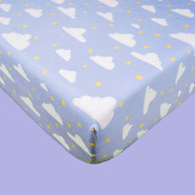 Load image into Gallery viewer, Purple Clouds Organic Fitted Cot Sheet
