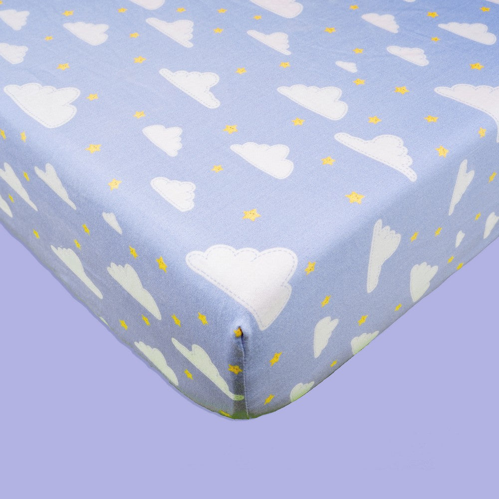 Purple Clouds Organic Fitted Cot Sheet