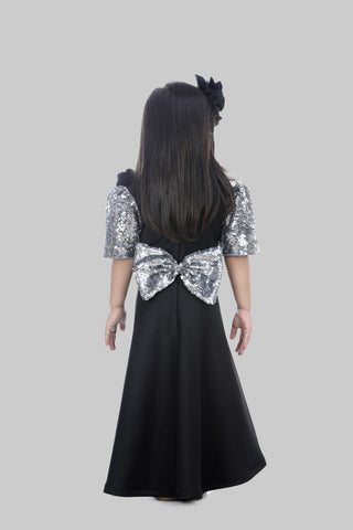 Black Sequin Bow Dress