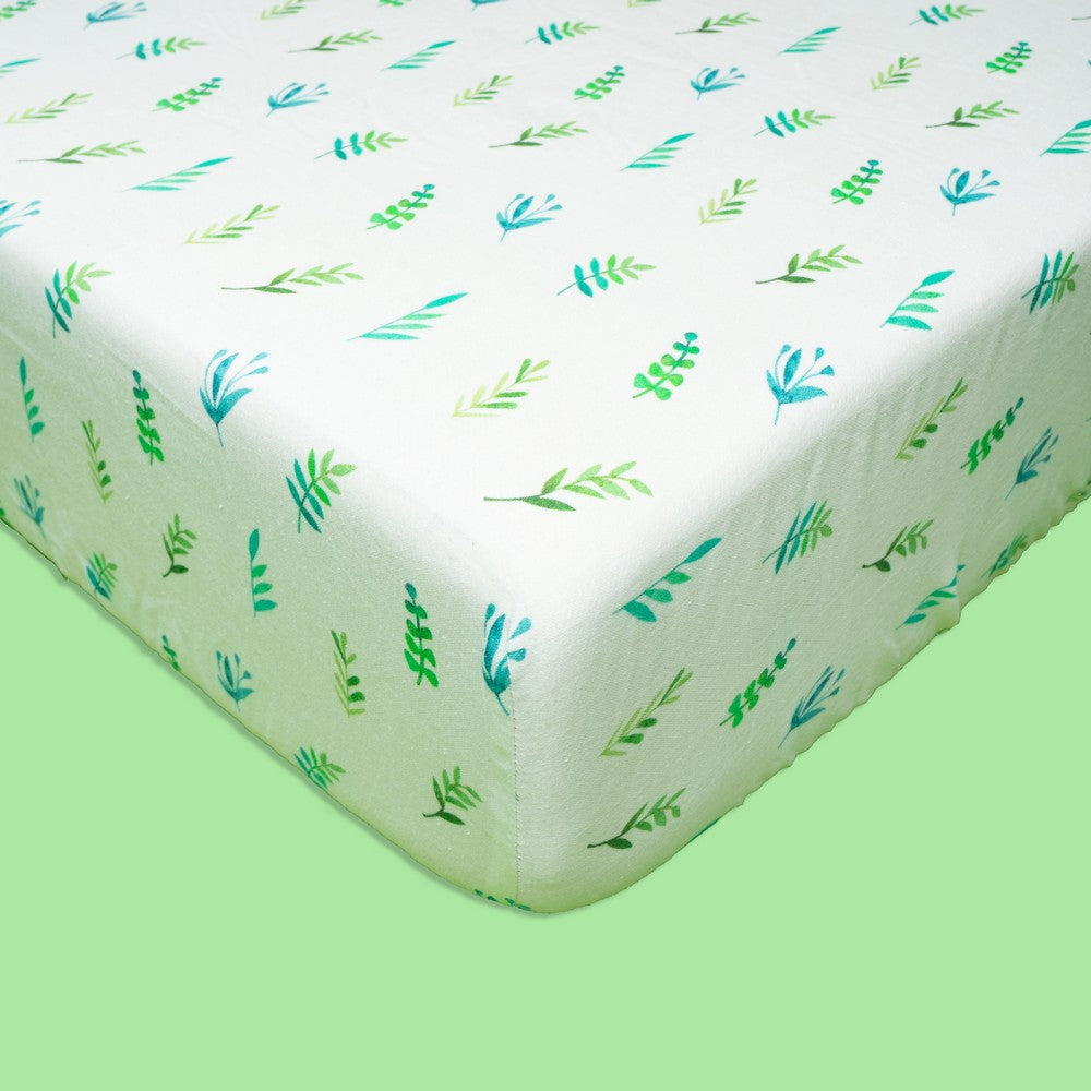 Green Leaves Organic Fitted Cot Sheet