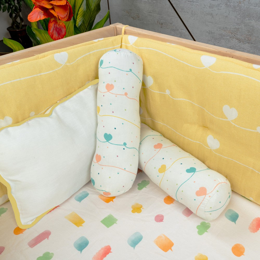 Yellow Hearts Organic Pillow & Bolsters