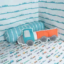 Load image into Gallery viewer, Blue Traffic Jam Organic Cot Bedding Set
