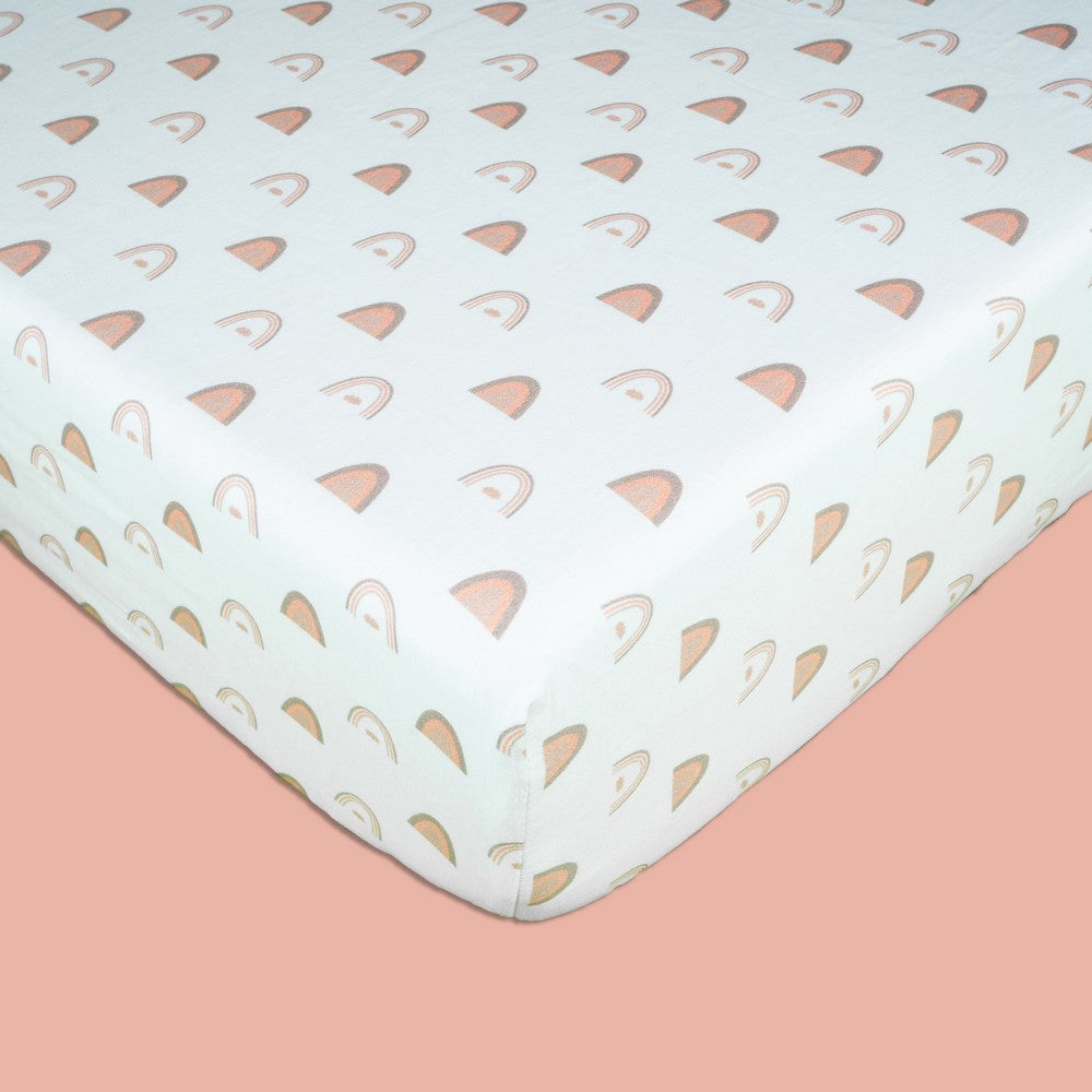 Pink Rainbow Organic Fitted Cot Sheet