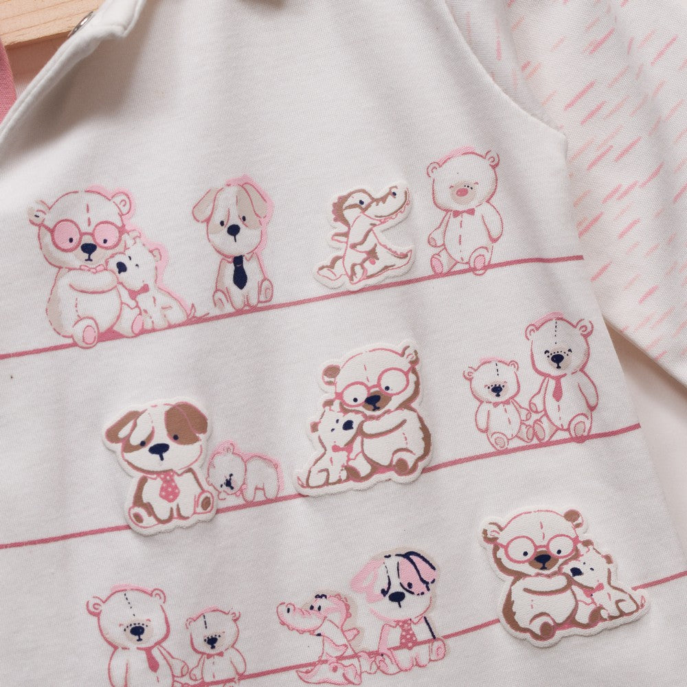 White And Pink Cute Animal Friends Romper