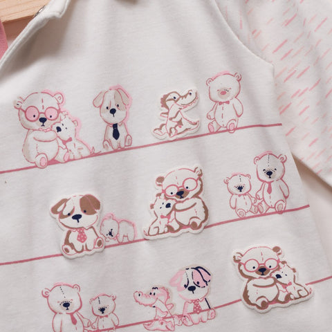 White And Pink Cute Animal Friends Romper
