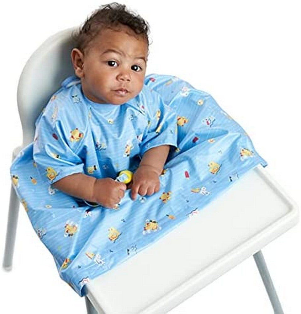 Blue Ducklings Pool Party Short-sleeve Coverall Weaning Bib