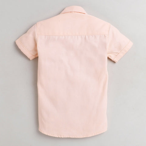 Peach Hello Smart Half Sleeves Shirt