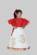 Load image into Gallery viewer, Red Frilly Top With Lehenga
