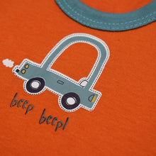 Load image into Gallery viewer, Orange Beep Beep Car Vest With Blue Edge
