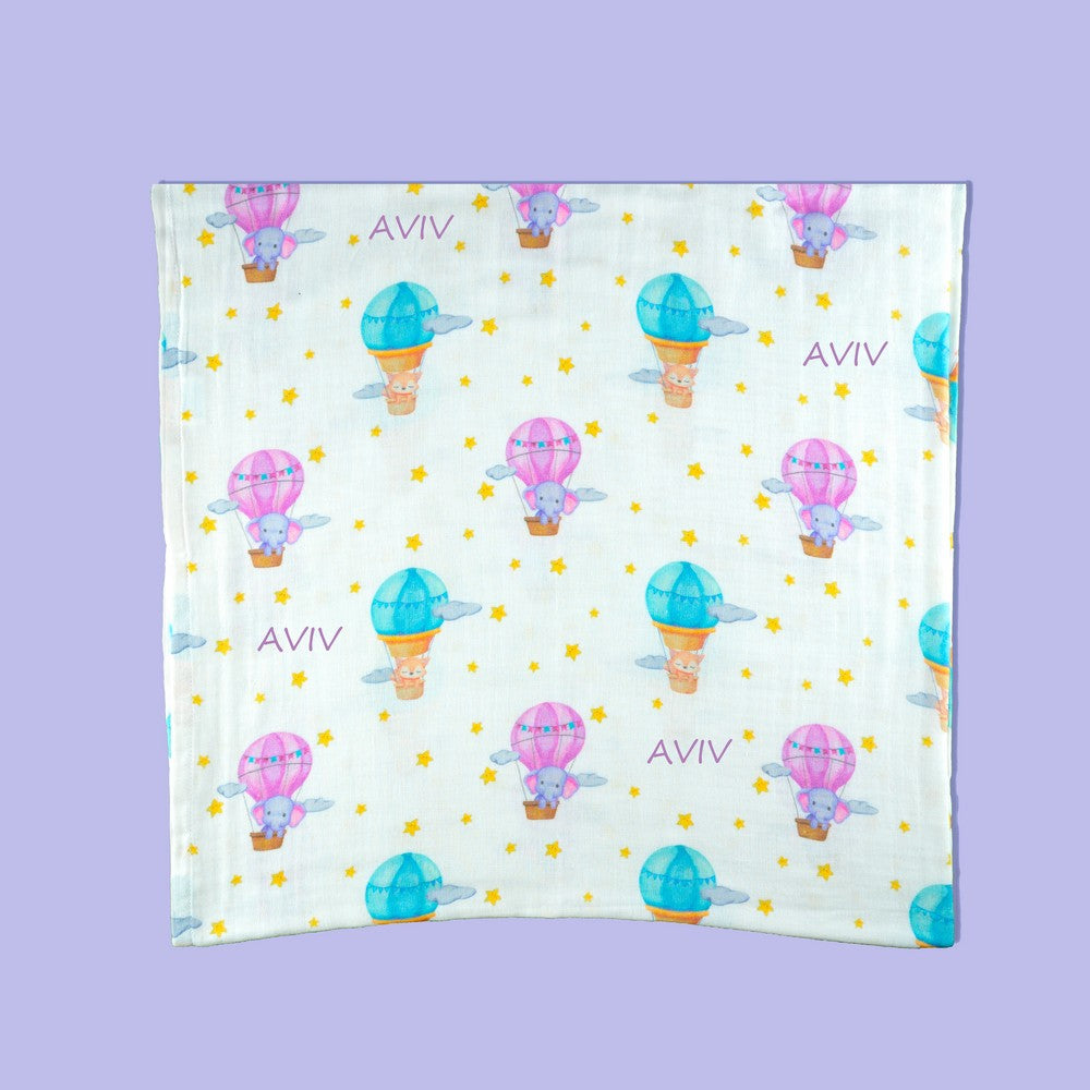 Purple Clouds & Hot Air Balloon Organic Muslin Swaddles- Set Of 2