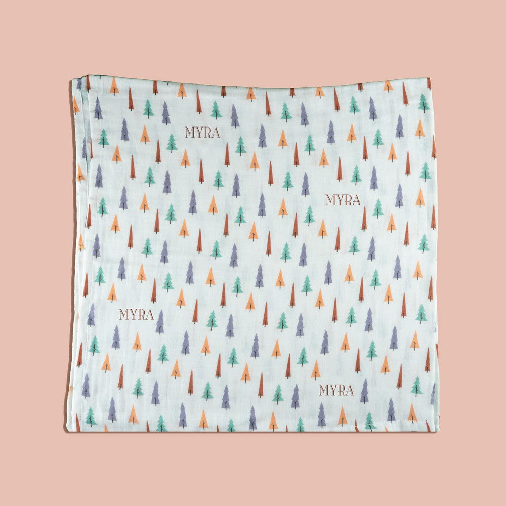 Brown Deer & Trees Organic Muslin Swaddles- Set Of 2