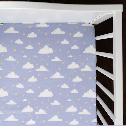 Purple Clouds Organic Fitted Cot Sheet