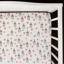 Load image into Gallery viewer, Pink Unicorn Organic Fitted Cot Sheet
