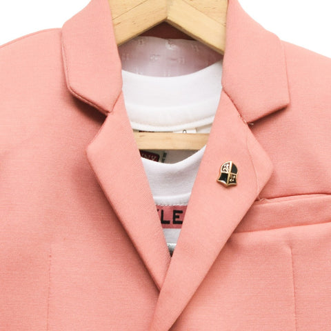 Peach Blazer With White T-Shirt